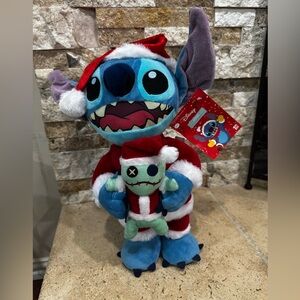 Disney Christmas Holiday 16 in Tall Stitch Santa w/Scrump Plush Greeter NWT